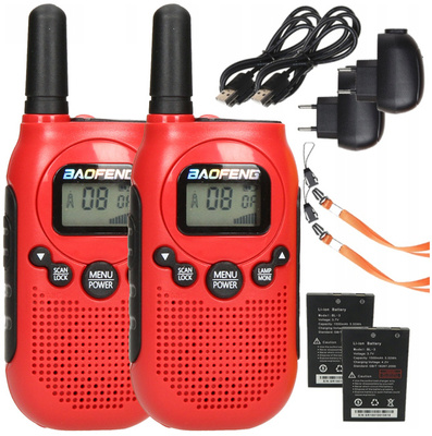 Krótkofalówki 2x walkie-talkie dla dzieci łoki toki Baofeng T6 Panda czerwone B5HR