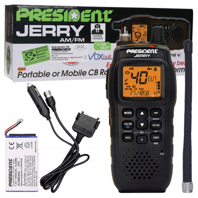 CB Radio President JERRY ręczne ręczniak ULTRA MAŁE przenośne WTYK 12V CY1