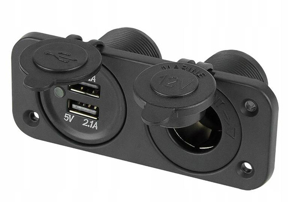 Gniazdo do zabudowy 12V 2x USB kamper kemping B4Z