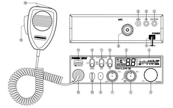 CB radio President TAYLOR IV 4 12V 24V WTYK BT6